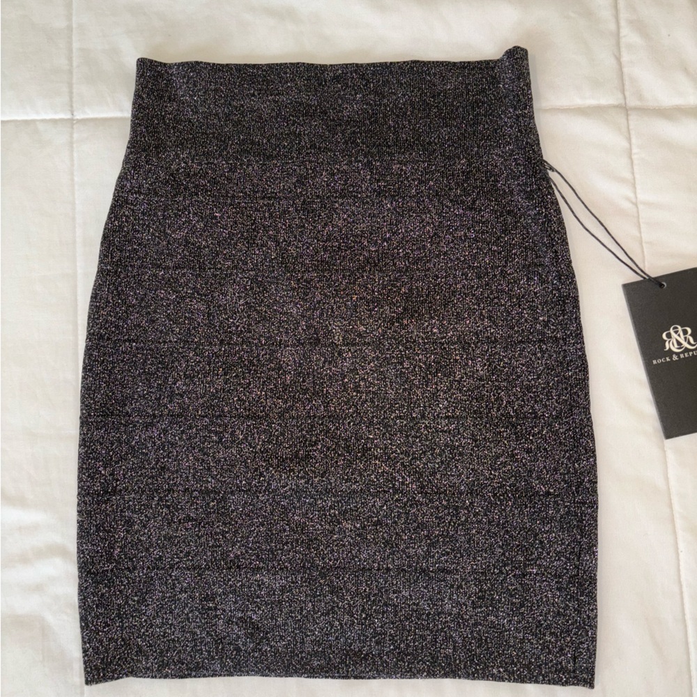 Rock & Republic Black Shimmer Mini Skirt